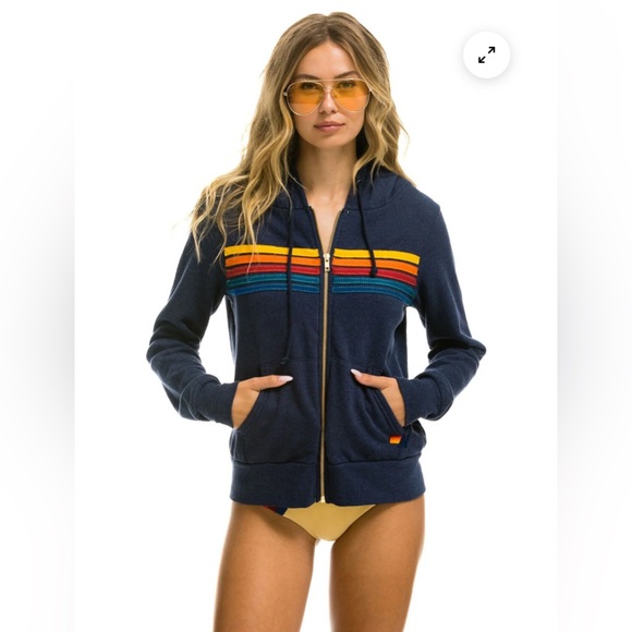 Aviator Nation Jackets & Blazers - Aviator Nation Navy 5 Stripe Hoodie